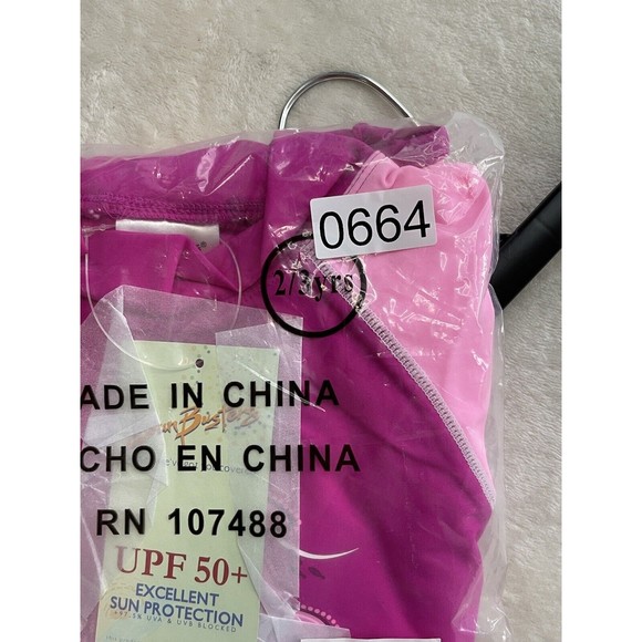 Sun Busters Girls Swimsuit Set Bikini Rash Guard Pink Short Sleeve Pink UPF 50+ - Picture 13 of 13